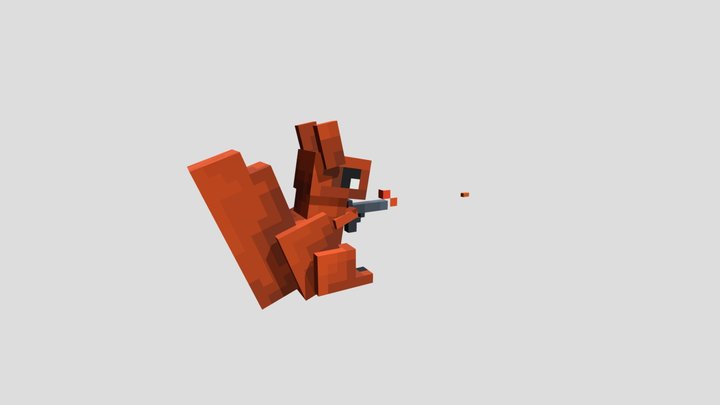 Squirrel with a gun 3D Model