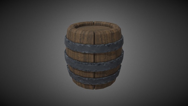 Stylized Wooden Barrel 3D Model