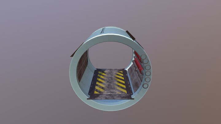Spaceship Cylindrical Corridor Modular Piece 3D Model