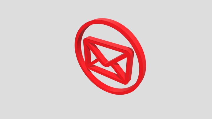 Email Address Icon 3D Model | Red Mail Symbol