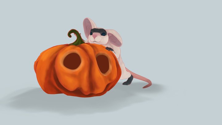 The Little Mouse and a Pumpkin 3D Model