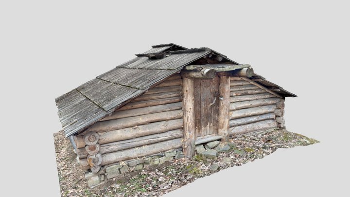 Forest hut with wooden roof 3D Model