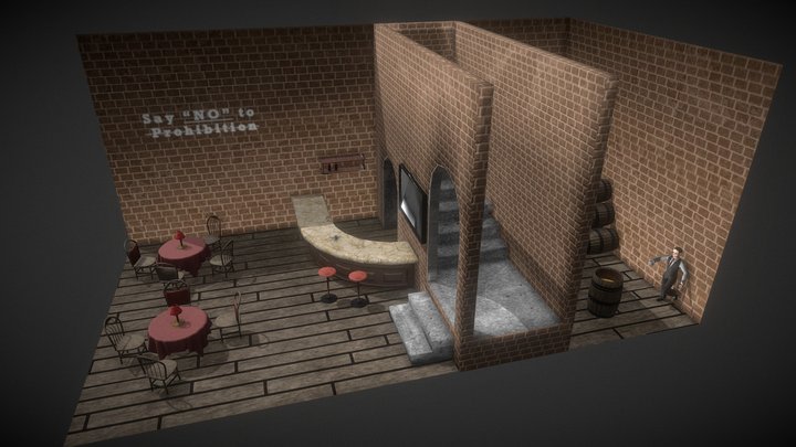 Prohibition Bar Scene 3D Model