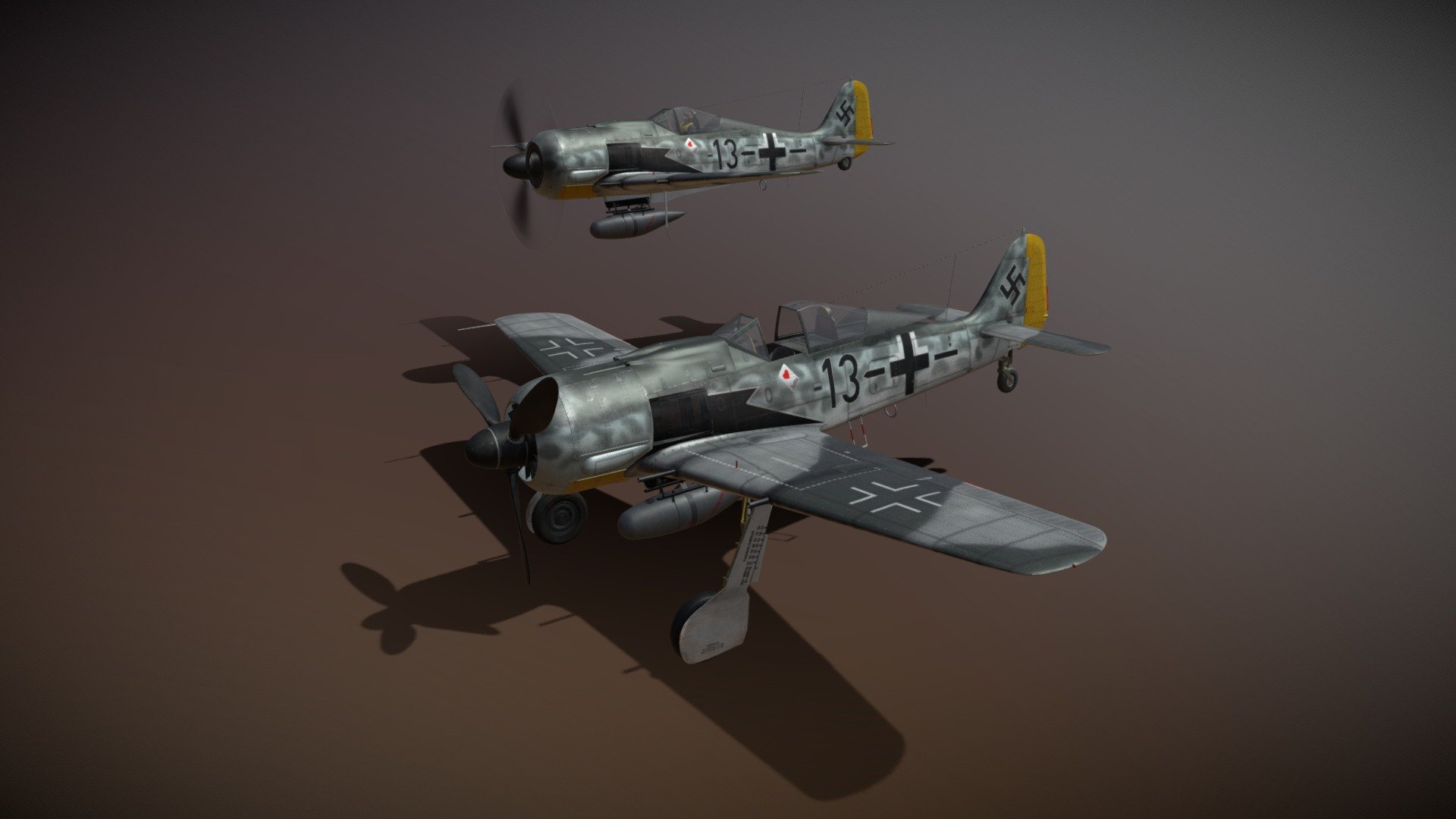 Focke Wulf Fw190 A8 Black 13 Buy Royalty Free 3d Model By