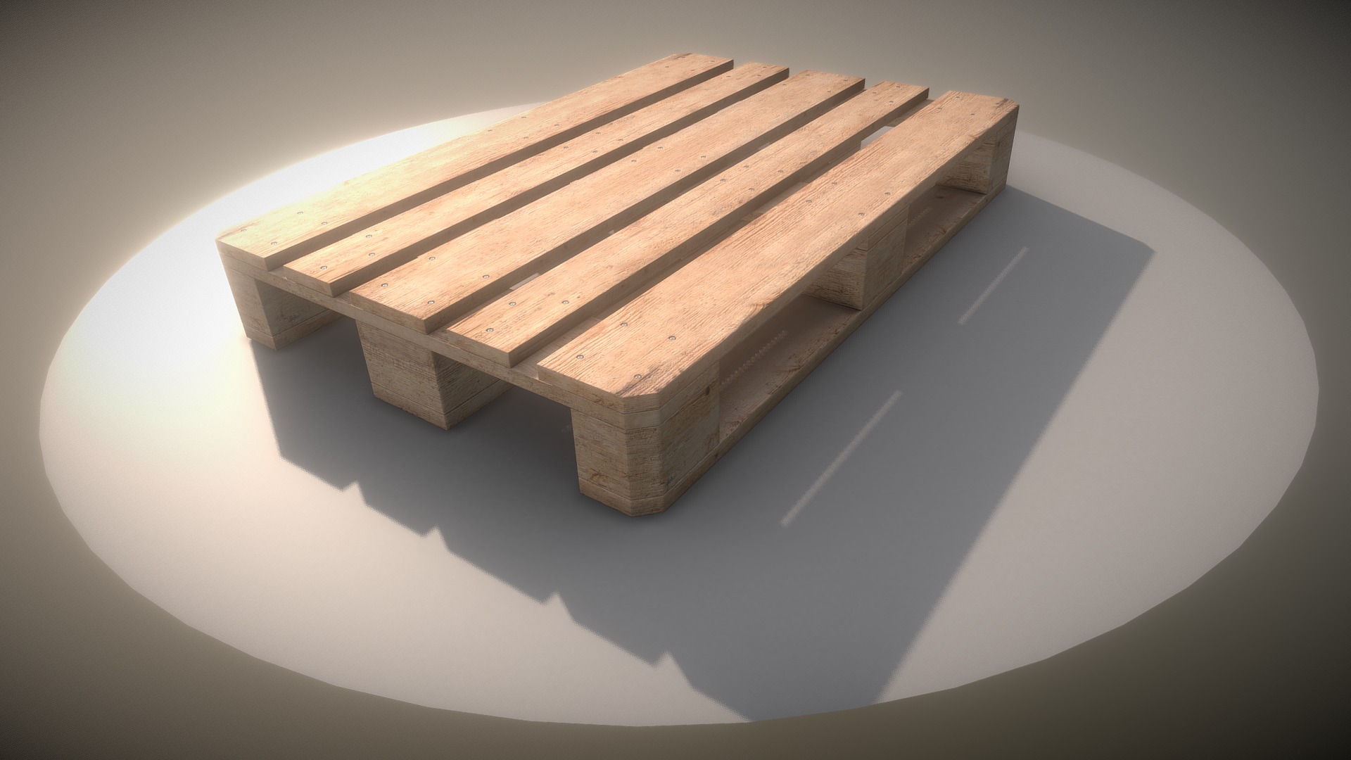 3D model EUR Wood Pallet / High-Poly Version - This is a 3D model of the EUR Wood Pallet / High-Poly Version. The 3D model is about a wooden block on a white surface.