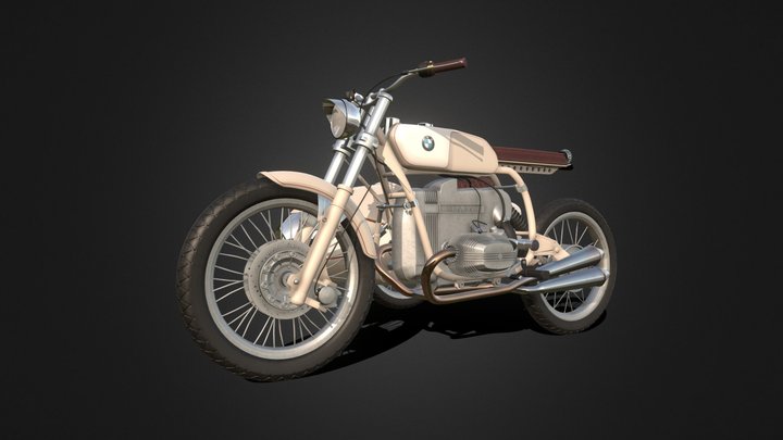 BMW R/80 Motorcycle with Sidecar 3D Model