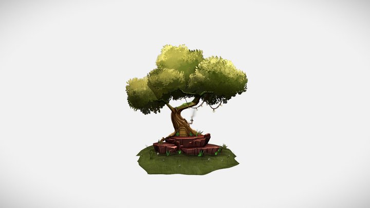 Stylized Tree 2.5 D 3D Model