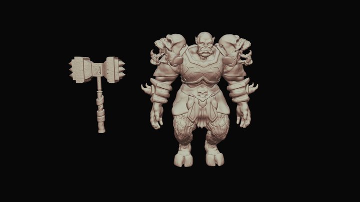 High-Res Orc with Weapon 3D Model