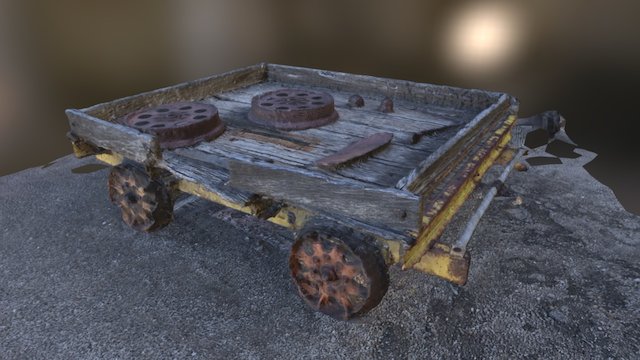 Old Train Hand Cart 3D Model