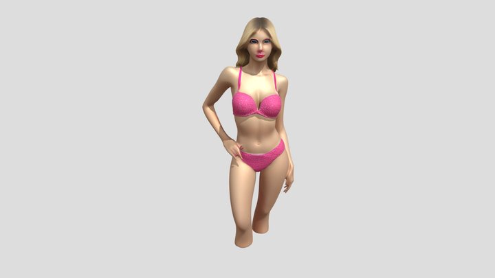 Pink Bikini Girl 3D Model