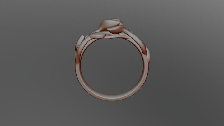 Leaves Engagement ring 4mm 3D Model
