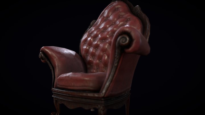 Classic Baroque Armchair - Game Props 3D Model