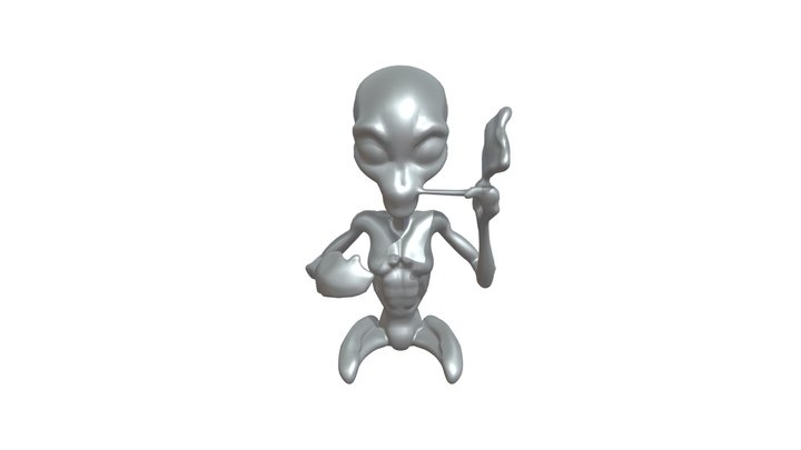 Alien holding cigarette 3D Model