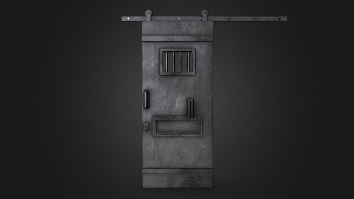 Prison/Asylum Sliding Metal Door - 4096px² – Free 3D Model STL