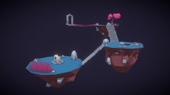 Portal, gem and islands 3D Model