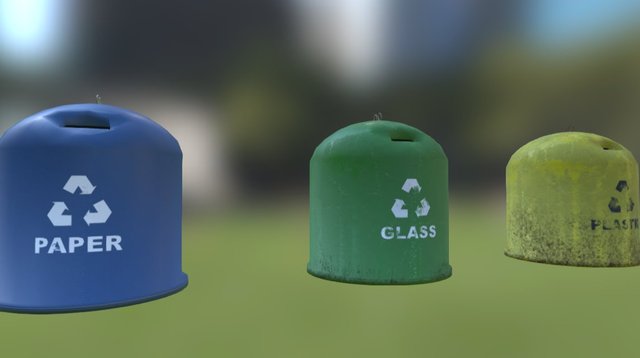 Recycle Bins Scene 3D Model