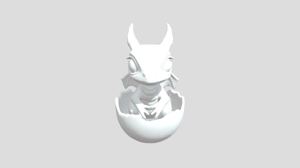 Cute Baby Dragon in Egg - 3D Print Dragonlet
