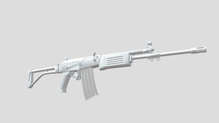Untextured High-poly IWI Galil 3D Model