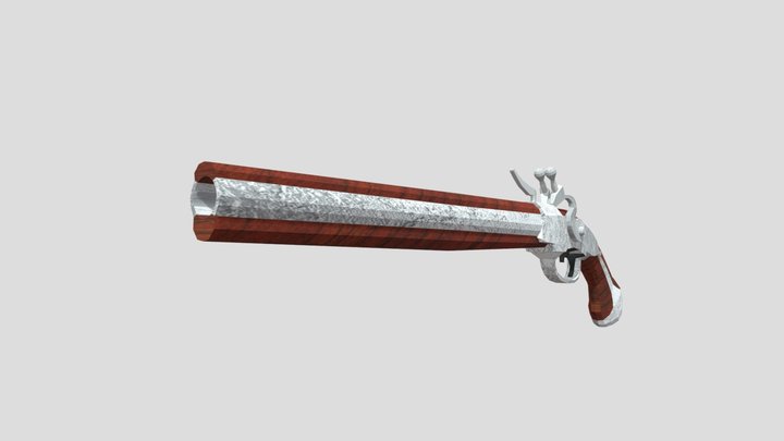 Low Poly Double-Barrel Pistol 3D Model