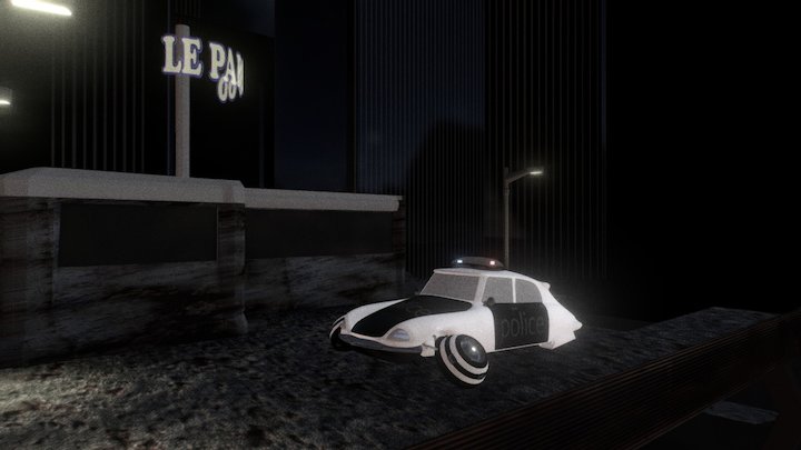 citroen ds 60's retro futuriste police car 3D Model