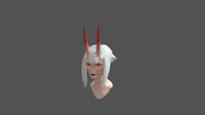 Japanese Oni Bust 3D Model