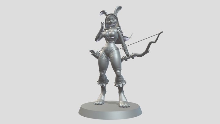 Female Archer Rabbit Herengon D&D 3D print Model 3D Model