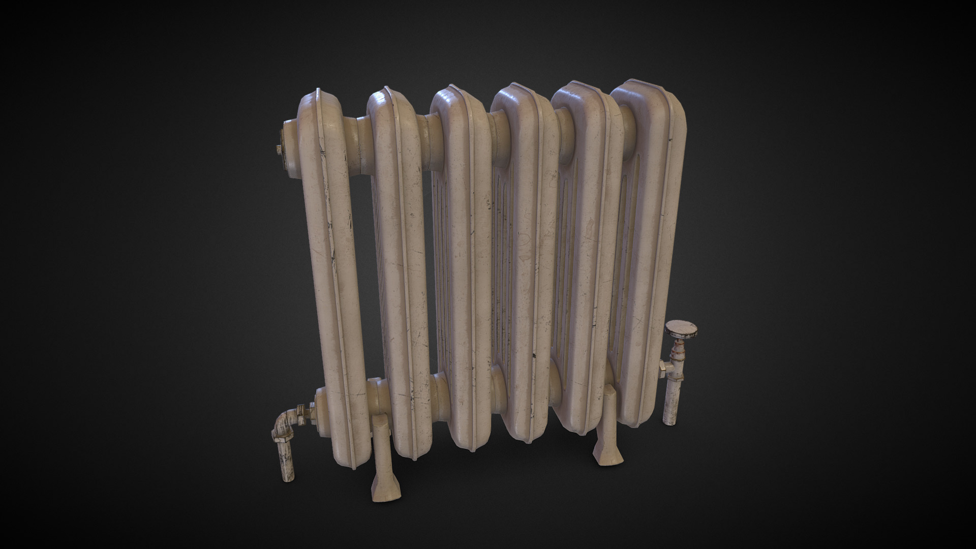 3D model Old Radiator – PBR Model - This is a 3D model of the Old Radiator - PBR Model. The 3D model is about a row of metal rods.