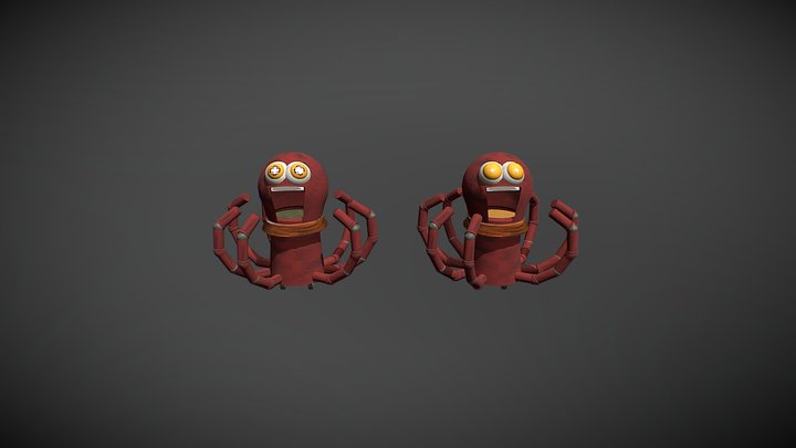 Mr Squid feed me trash can 3D Model