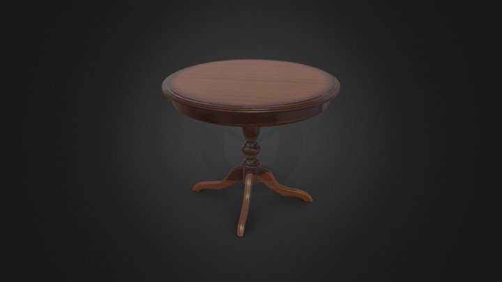Round wooden coffee table in vintage style 3D Model
