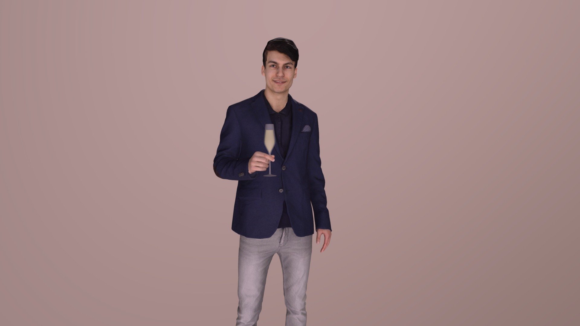 Casual Man Elegant Patrick Drinking Champagne