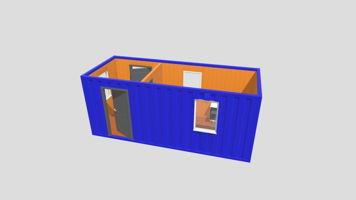 Металлические блок контейнер с перегородкой 3D Model
