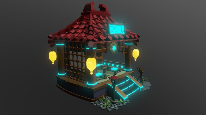 Neon Calligraphy School 3D Model