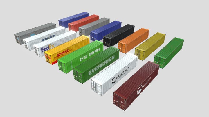 40ft ISO General Container [Free Asset Pack] 3D Model