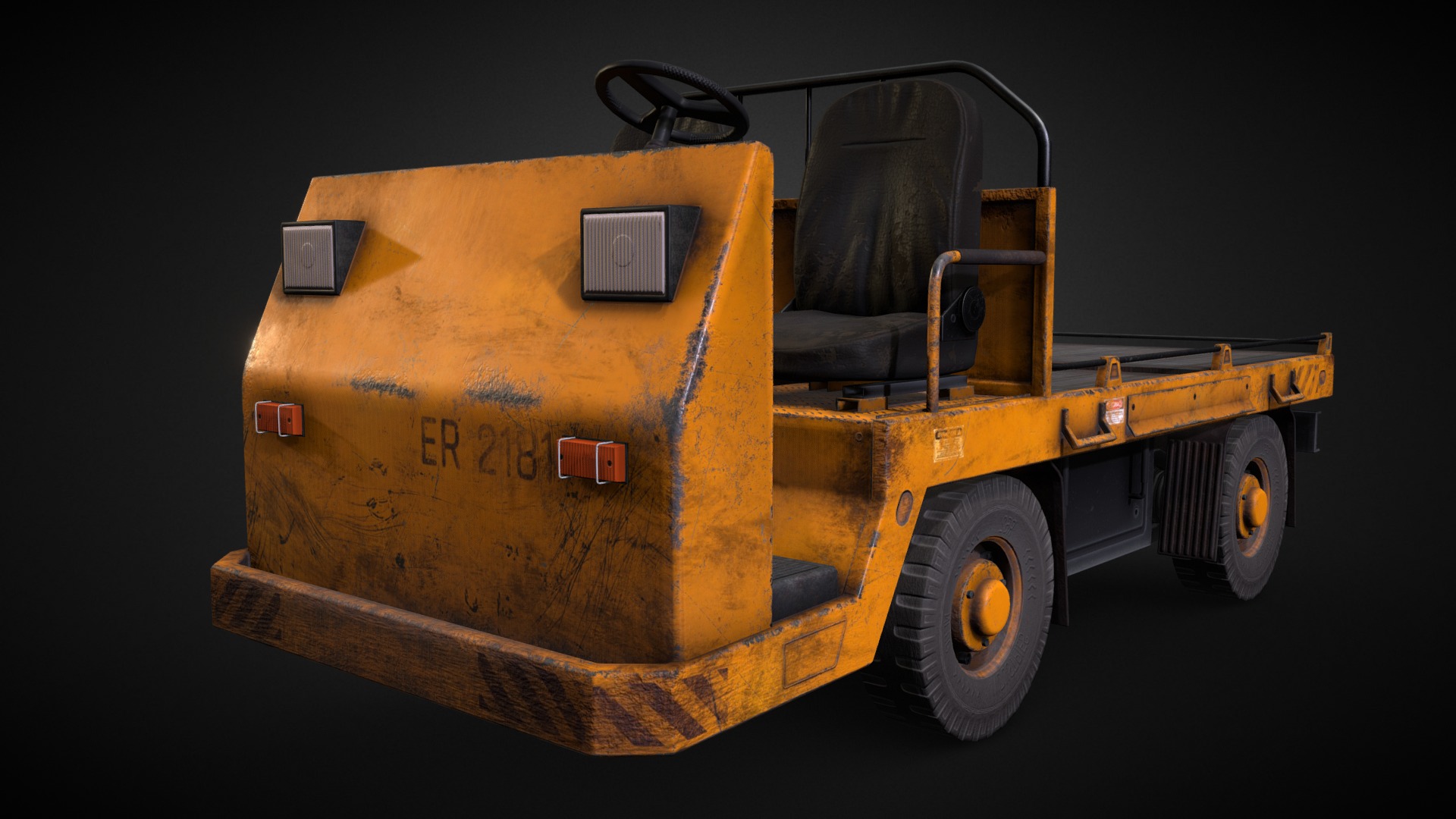 3D model Transport Cart - This is a 3D model of the Transport Cart. The 3D model is about a yellow and black vehicle.