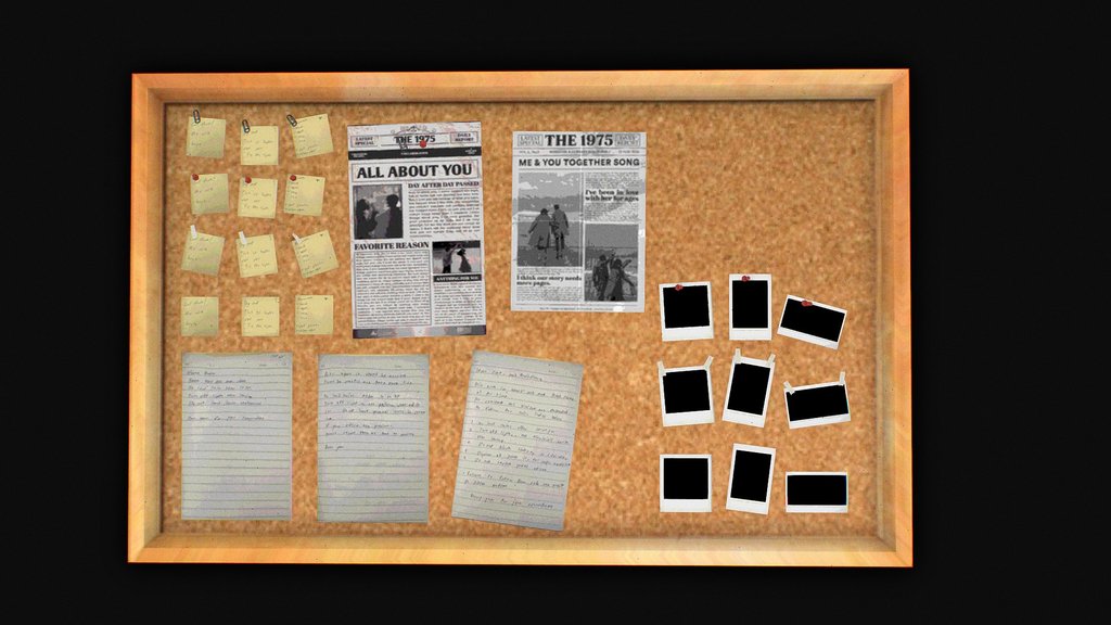 PSX-Style Cork Board, Notes, Polaroids & Pins