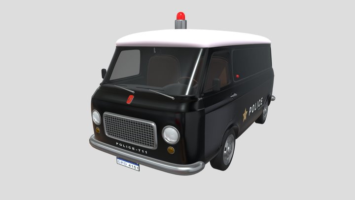Vintage Police Van 3D Model