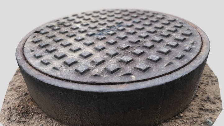 Iron Steel Sewer Water Lid Manhole Cover 3D Model