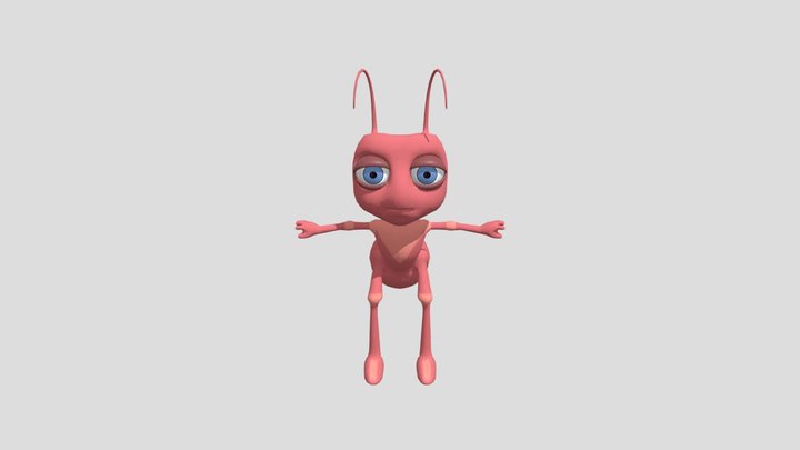 Rigged Stylized Red Blue Green Cartoon Male Ant 3D Model