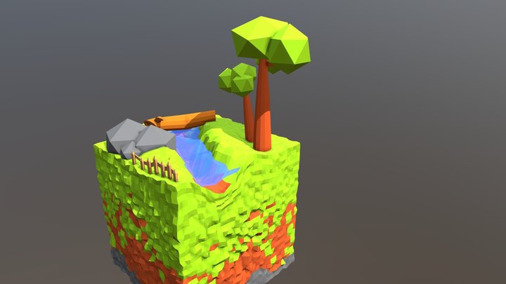 low poly nature scene 3D Model