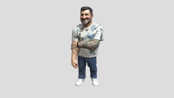 Toy Figure with Tattoos 3D Model