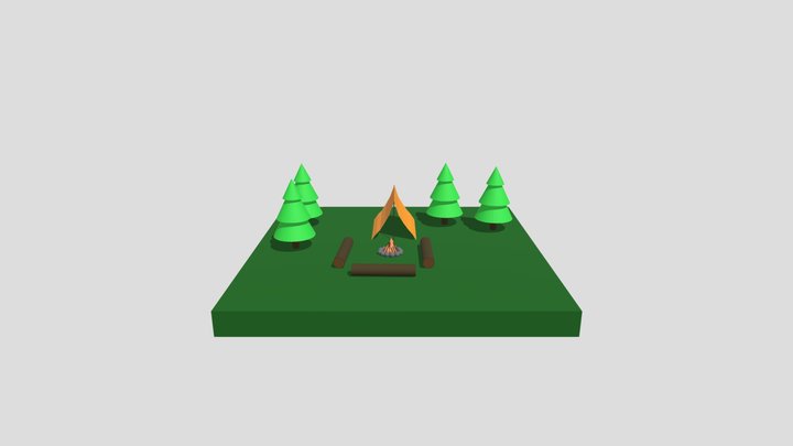 Low poly camp 3D Model