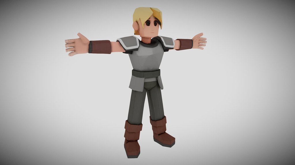 Fantasy Blonde Warrior Gray Armor