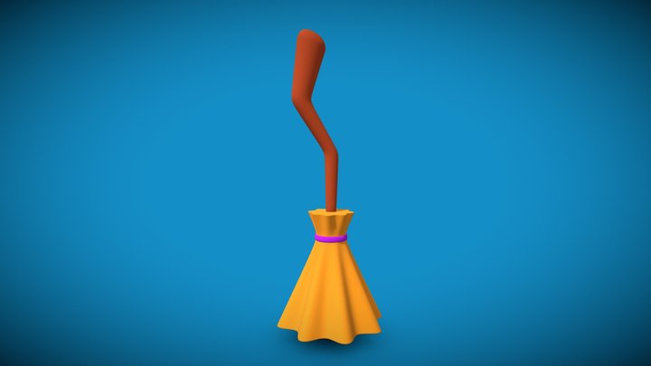 Witch Broom low poly 3D Model