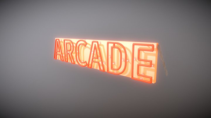 Arcade Gaming Signboard | Realistic Shop Banner – Modello 3D gratuito STL