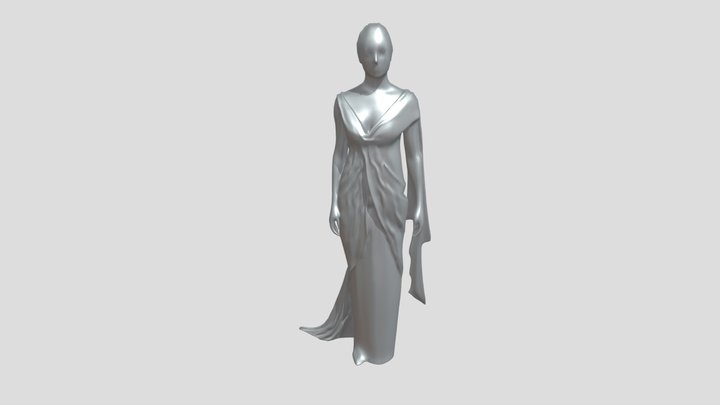woman in elegant blue dress 3D Model