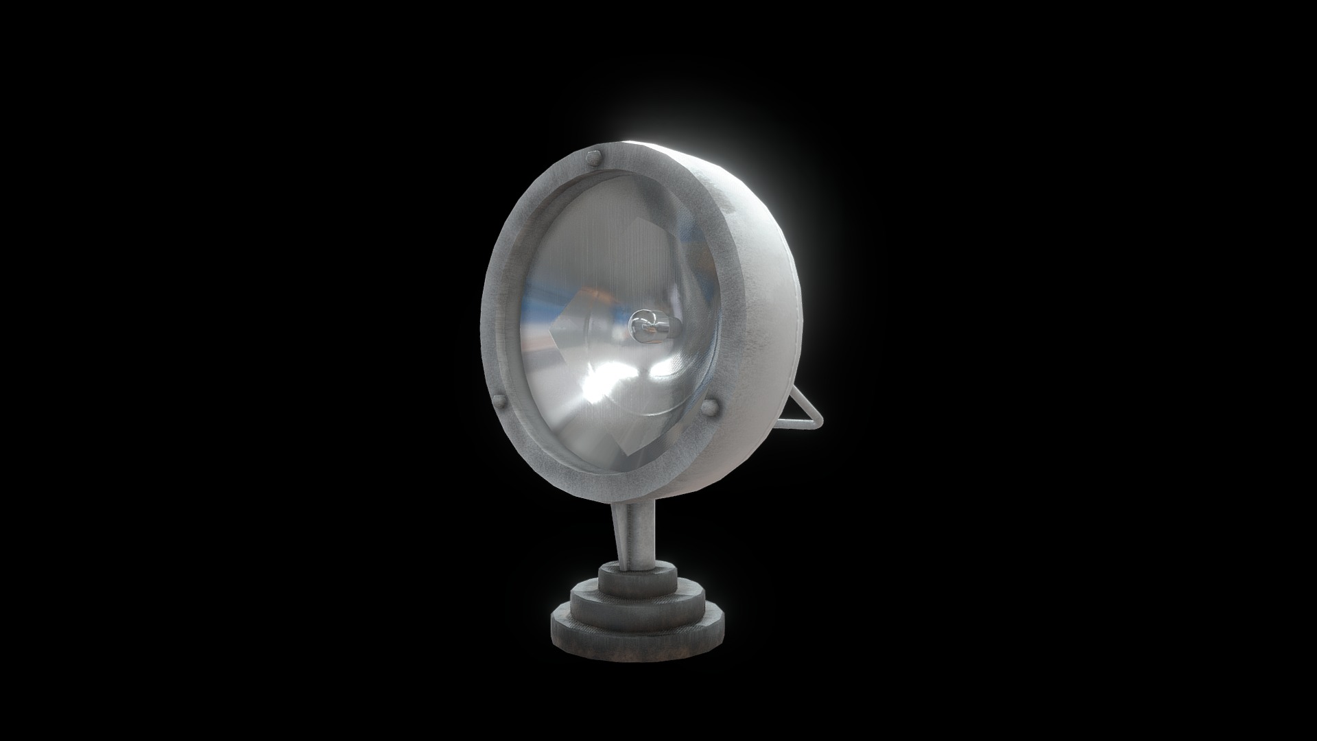 3D model Mounted search light - This is a 3D model of the Mounted search light. The 3D model is about a light bulb with a black background.