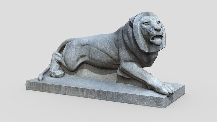 Granite sculpture figure of a lion (1938) 3D Model
