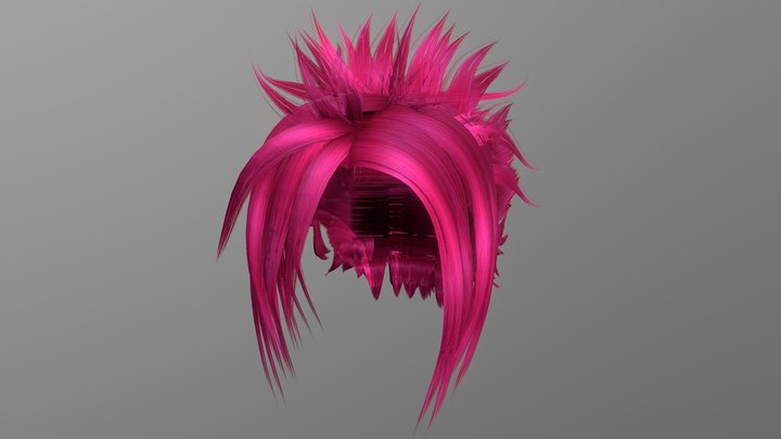 Anime Hair (Pink) 3D Model