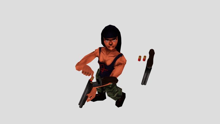 Headbanger with a shotgun 3D Model