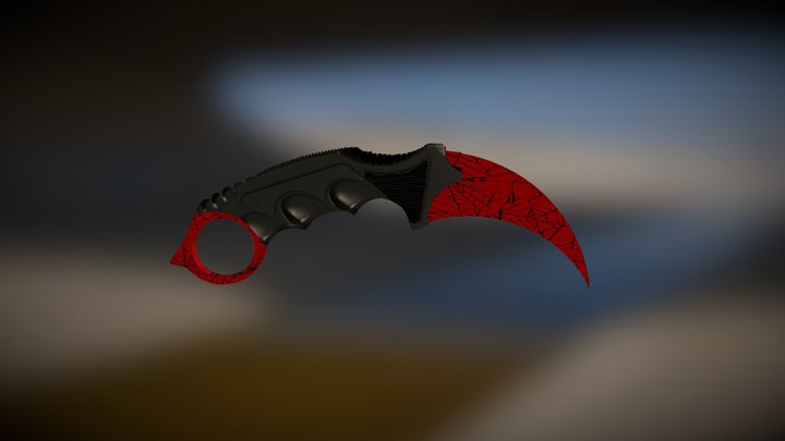 CS GO Karambit Crimson Web Knife 3D Model